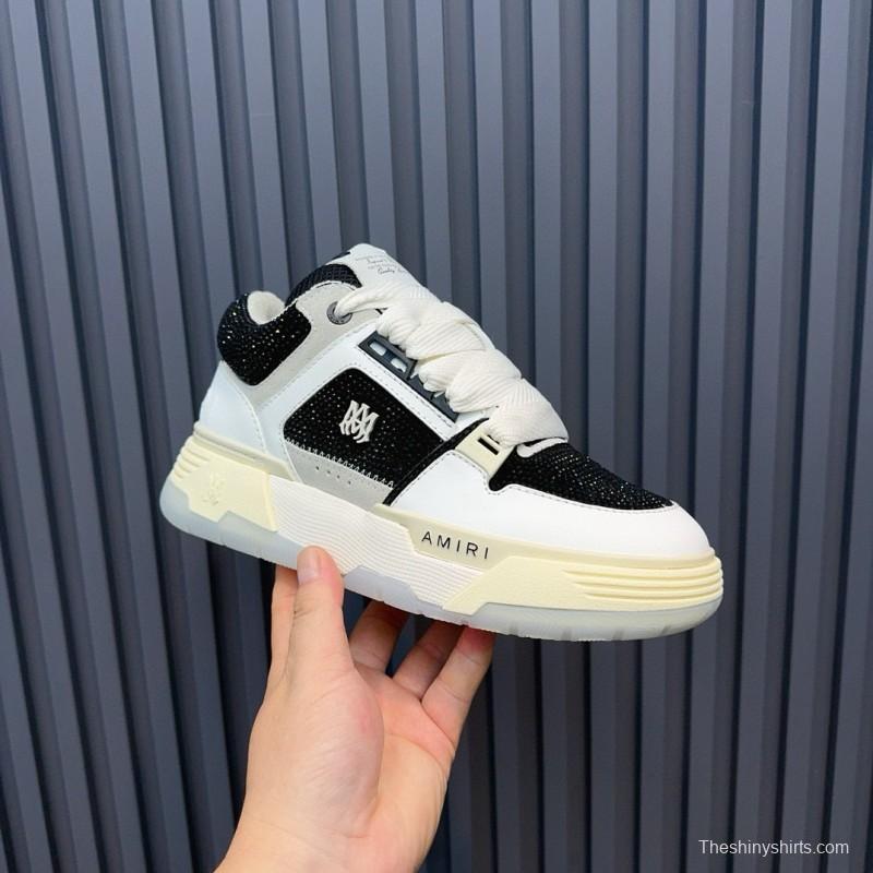 2024 Unisex Amiri Black White Leather Sneakers MJ00410