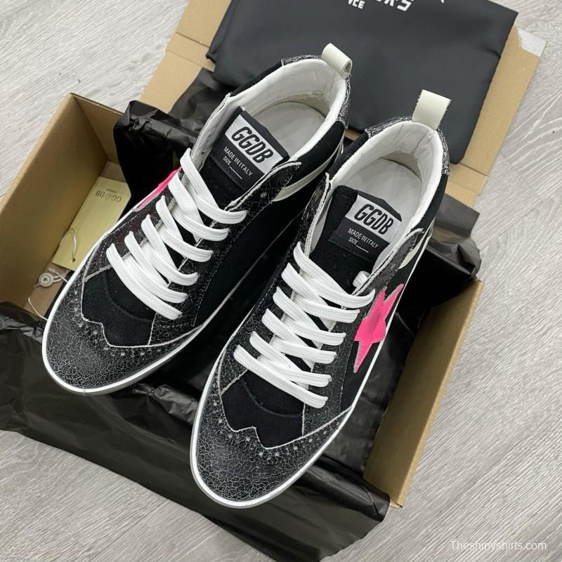2024 Unisex GGDB Black Pink Suede Leather High-Top Sneakers MJ00300