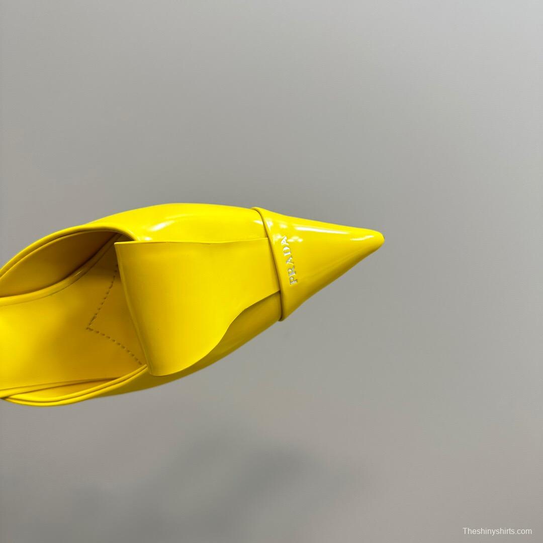 2025 Women Prada Yellow Leather Mules