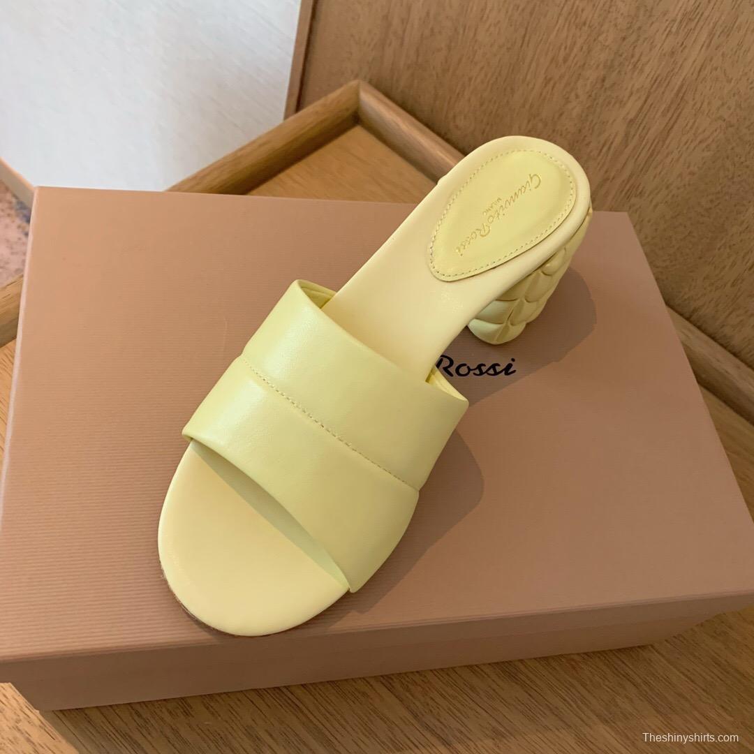 2025 Gianvito Rossi Yellow Leather Slippers KFY00260