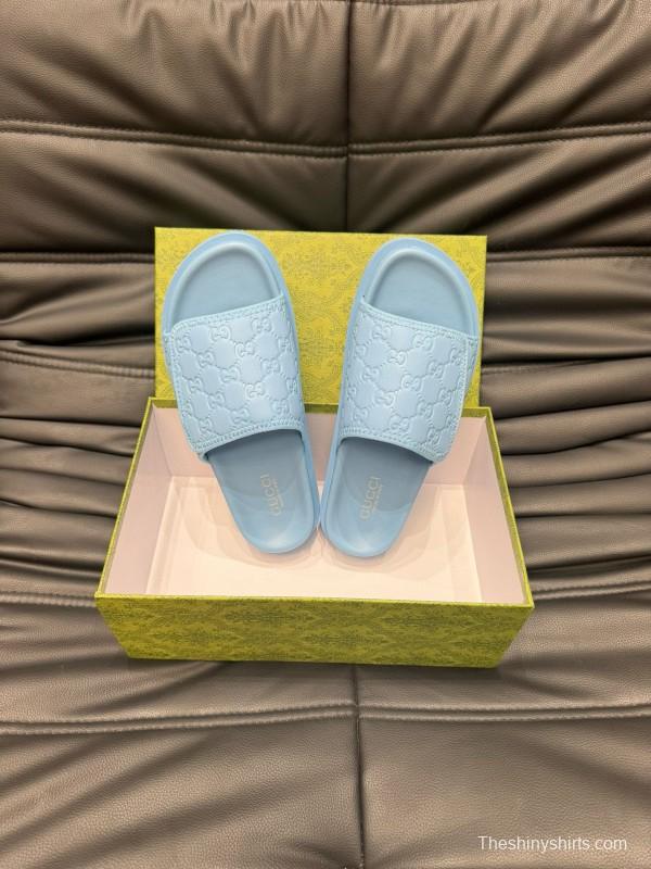 2024 Slippers Gucci Light Blue Synthetic Leather Slippers MJ00200