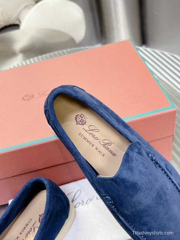 2024 Unisex Le Parmentier Blue Suede Loafers MJ00270