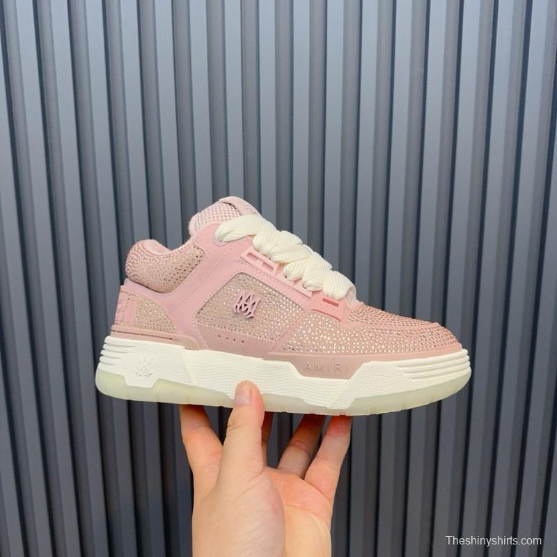 2024 Women Amiri pink mesh leather sneakers MJ00410