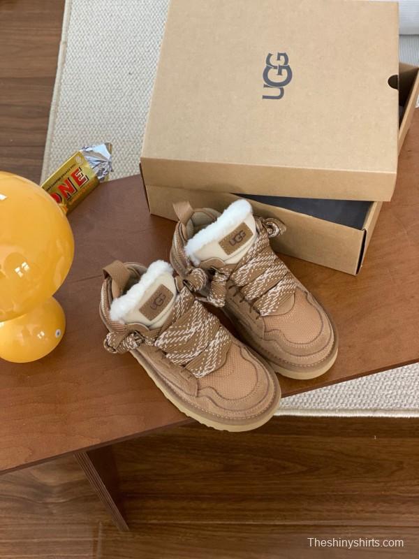 2024 Kids UGG Beige Suede Sheepskin Sneaker