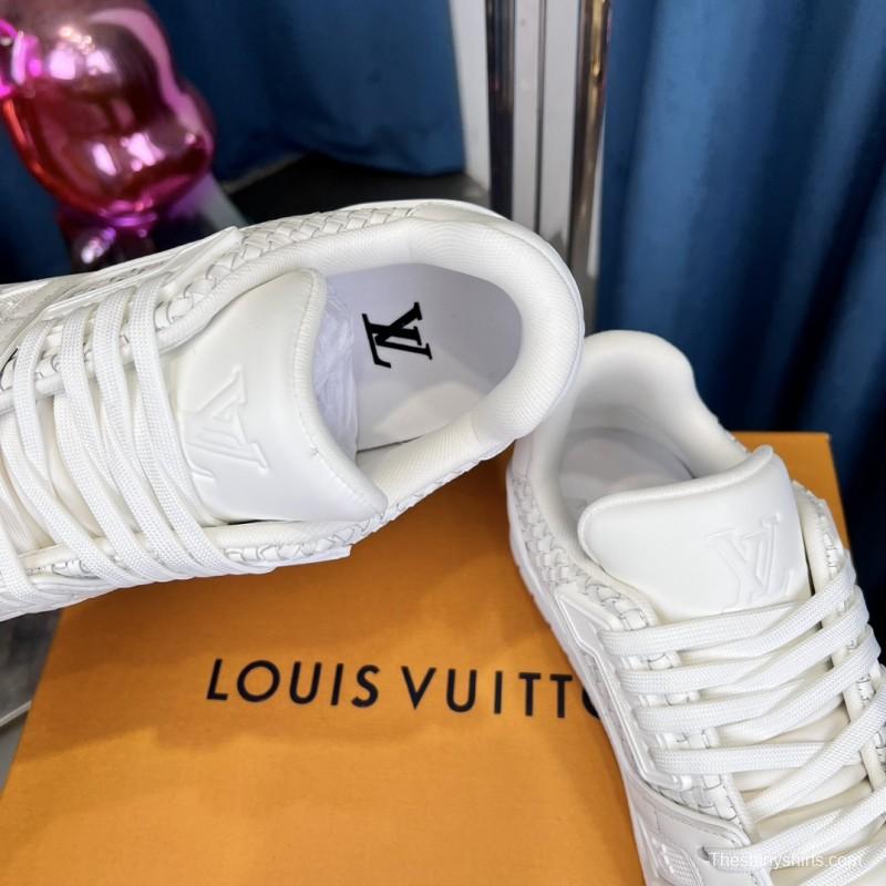 2025 Men Louis Vuitton White Leather Trainer