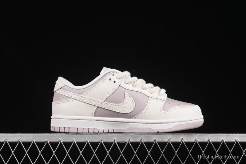 Nike SB Dunk Low White Light Purple Embossed Low-Top Casual Skate Shoes IH0639-011