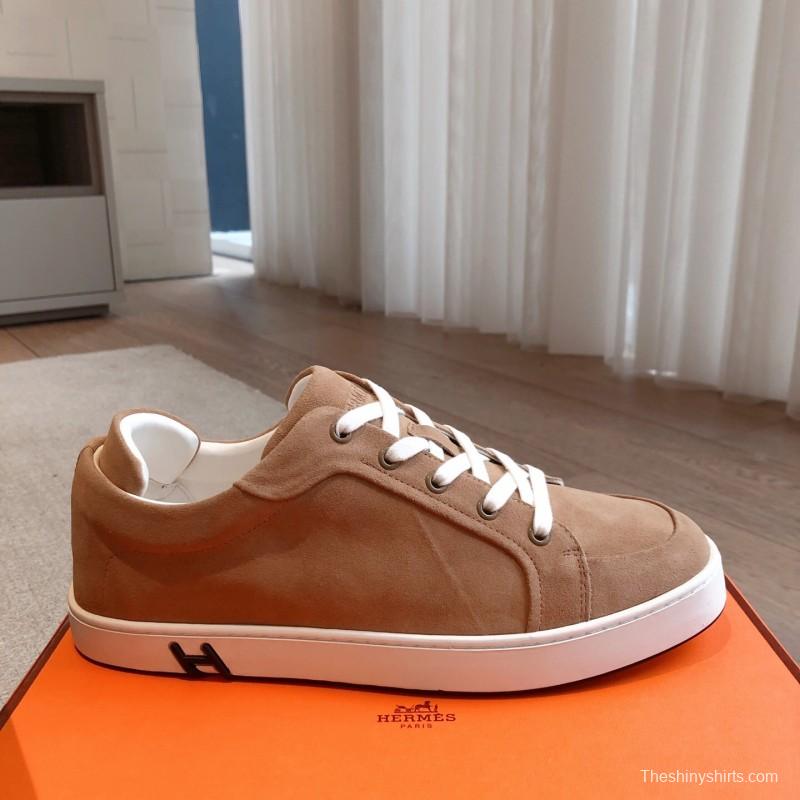 2025 Unisex H Beige White Suede Sneakers AS00380