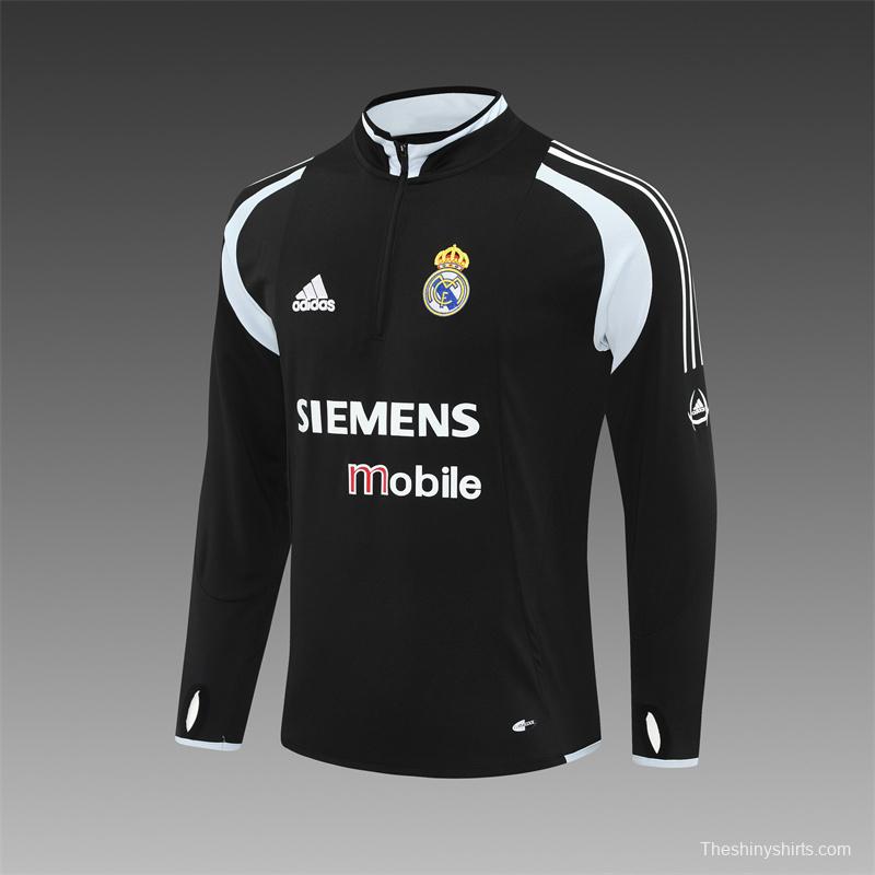 Retro 04/05 Real Madrid Black Half Zipper Jacket+Long Pants