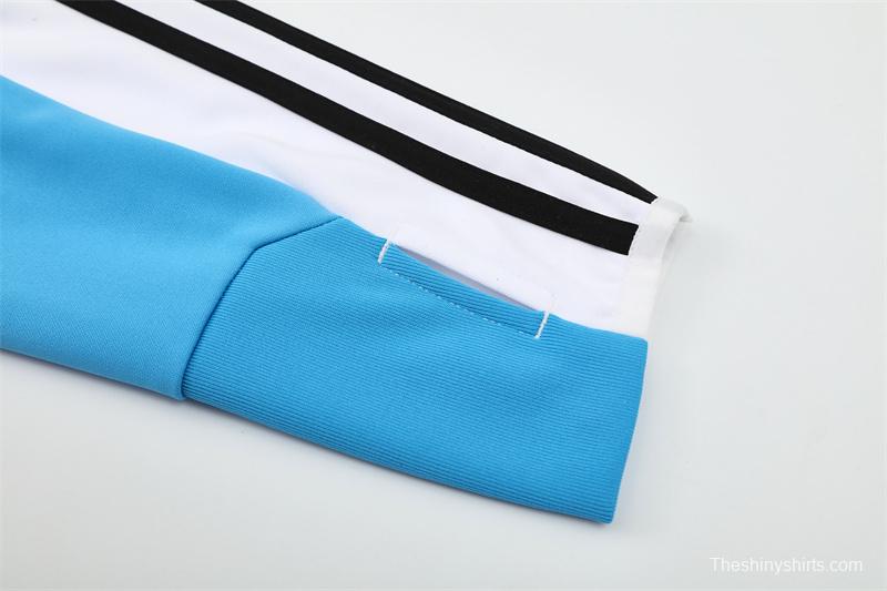 Retro 12/13 Real Madrid White/Blue Half Zipper Jacket+Long Pants