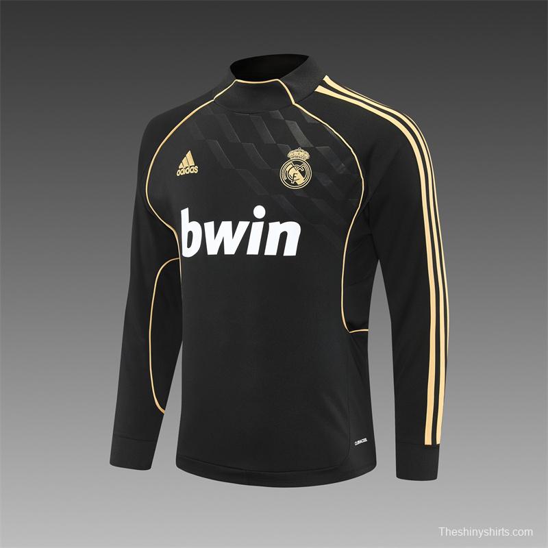 Retro 11/12 Real Madrid Black Half Zipper Jacket+Long Pants