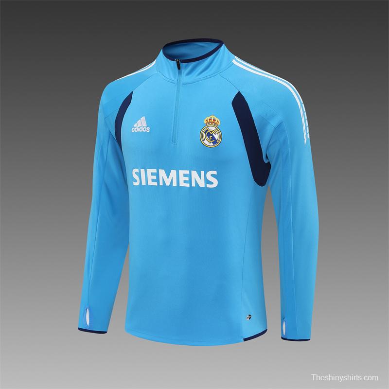 Retro 05/06 Real Madrid Light Blue Half Zipper Jacket+Long Pants
