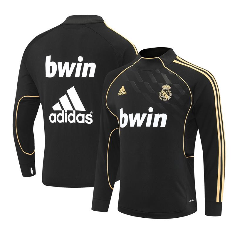 Retro 11/12 Real Madrid Black Half Zipper Jacket+Long Pants