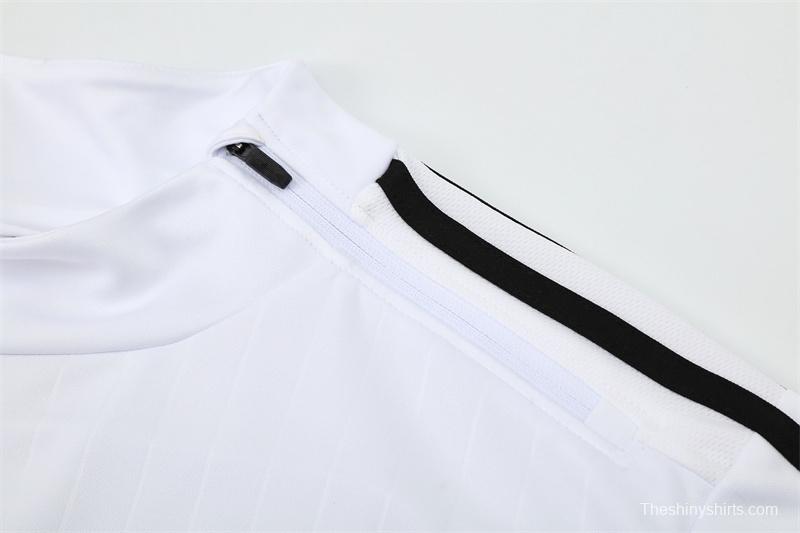 Retro 15/16 Real Madrid White Half Zipper Jacket+Long Pants
