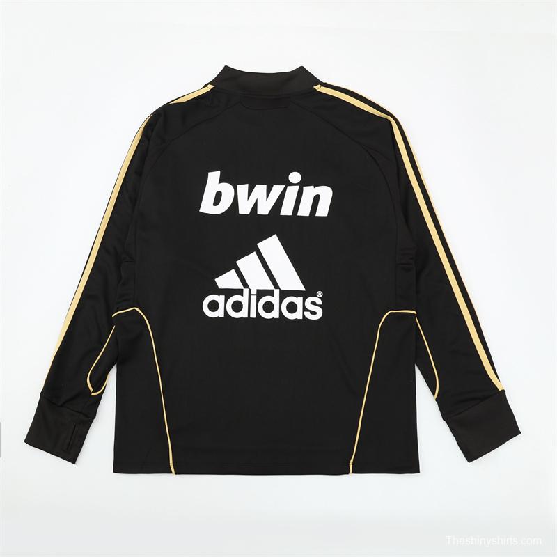 Retro 11/12 Real Madrid Black Half Zipper Jacket+Long Pants