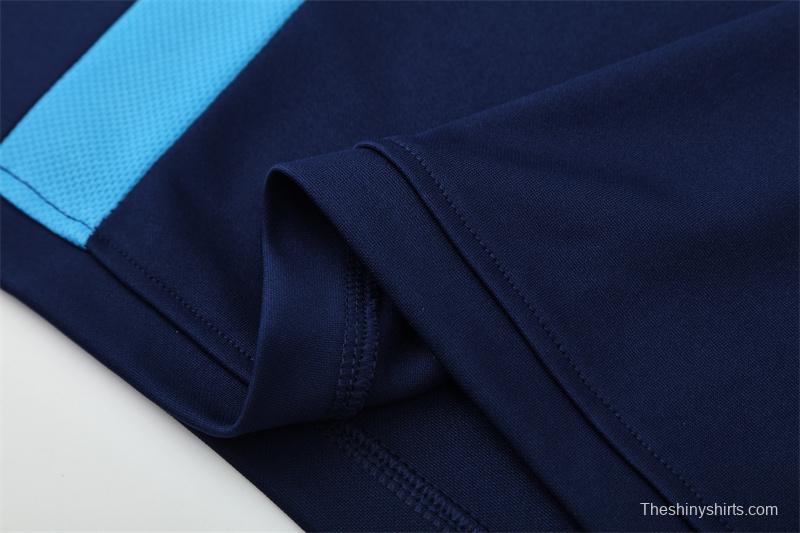 Retro 03/04 Real Madrid Royal Blue Half Zipper Jacket+Long Pants