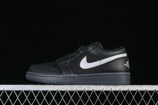 Nike Air Jordan 1 Low AJ1 Black White Canvas Patch Low Top Casual Basketball Shoes - HV5968-001