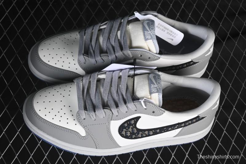 Dior Air Jordan 1 Low White Grey Collaboration Low-Top Sneakers - CN8608-002