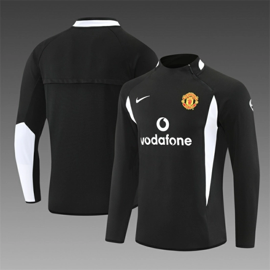 Retro 02/03 Manchester United Black Half Zipper Jacket+Long Pants