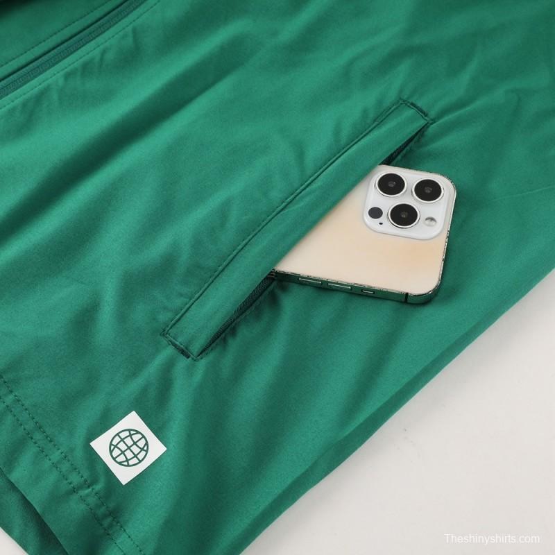 2025 Adidas Green Half Zipper Jacket+Long Pants S-2XL