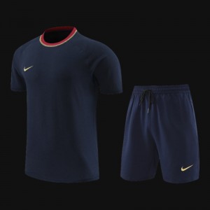 2024 Nike Navy Cotton Short Sleeve Jersey+Shorts