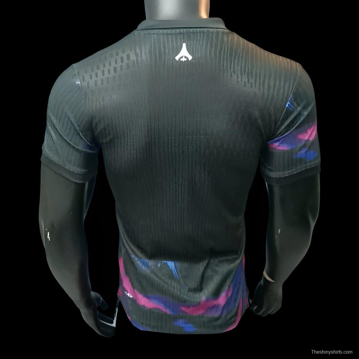 Player Version 25/26 Paris Saint-Germain Black with Blue-Pink Abstract Pattern Jersey