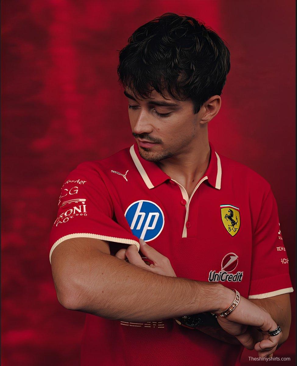 2025 F1 Scuderia Ferrari F1 Team Red with White Trim Polo Shirt